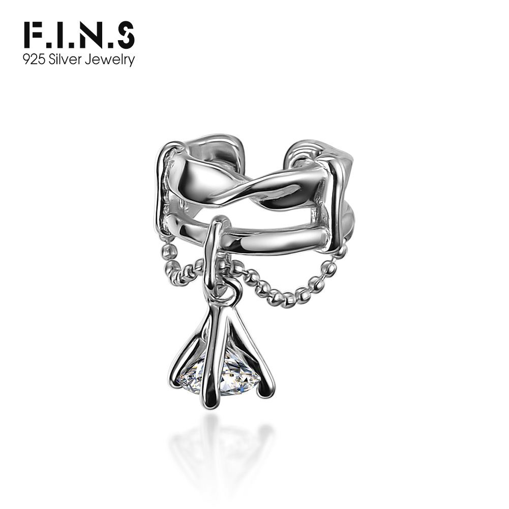 Ear Cuff No Piercing - Fins 1 peça brincos coreanos s925
