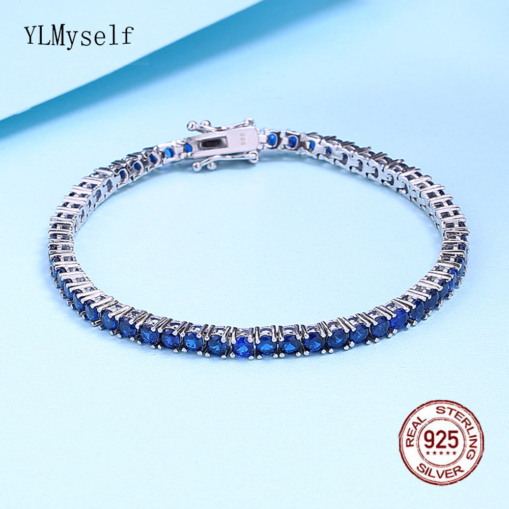 Tennis Bracelet Cubic - Pulseira de tênis de prata pura