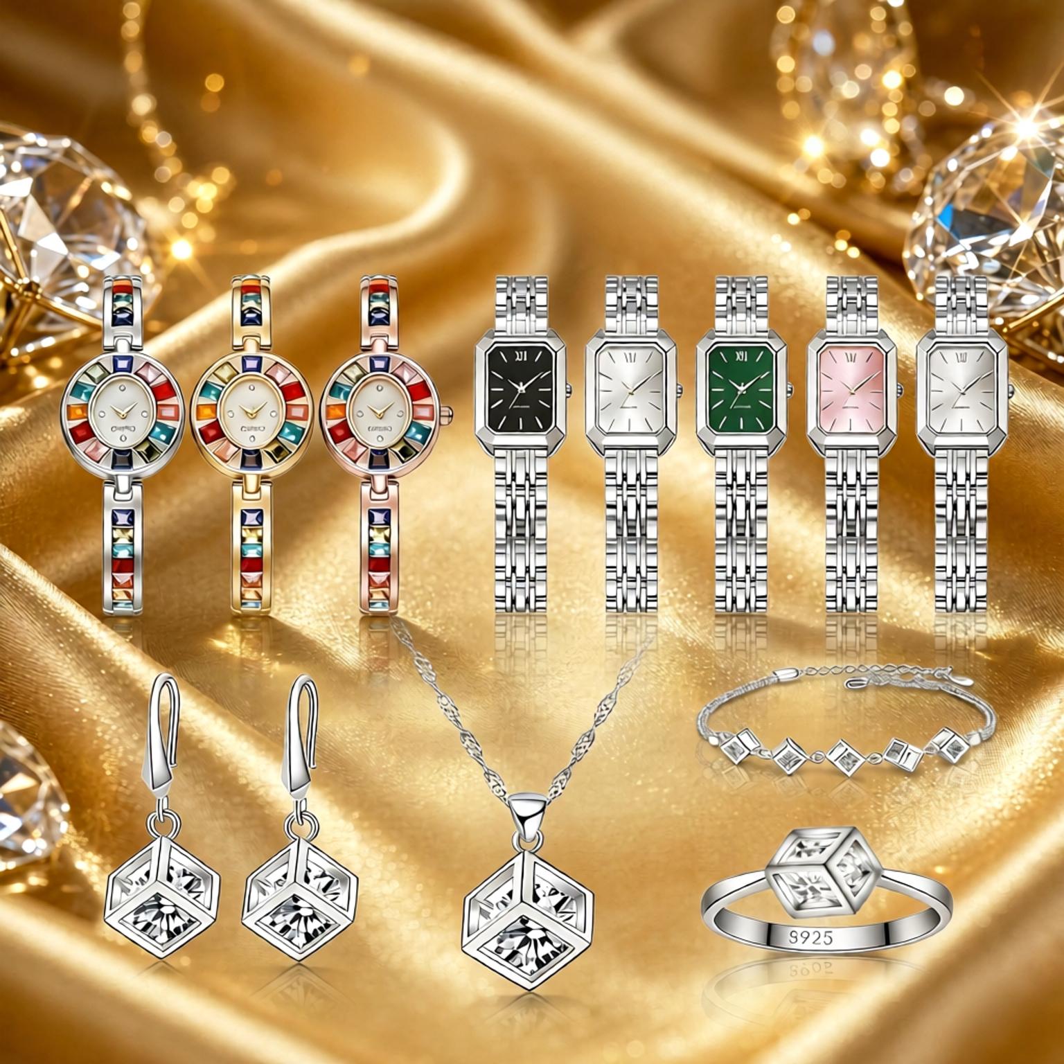 Best Jewelry Watches Women - Conjunto Exquisito de Colar, Brincos e