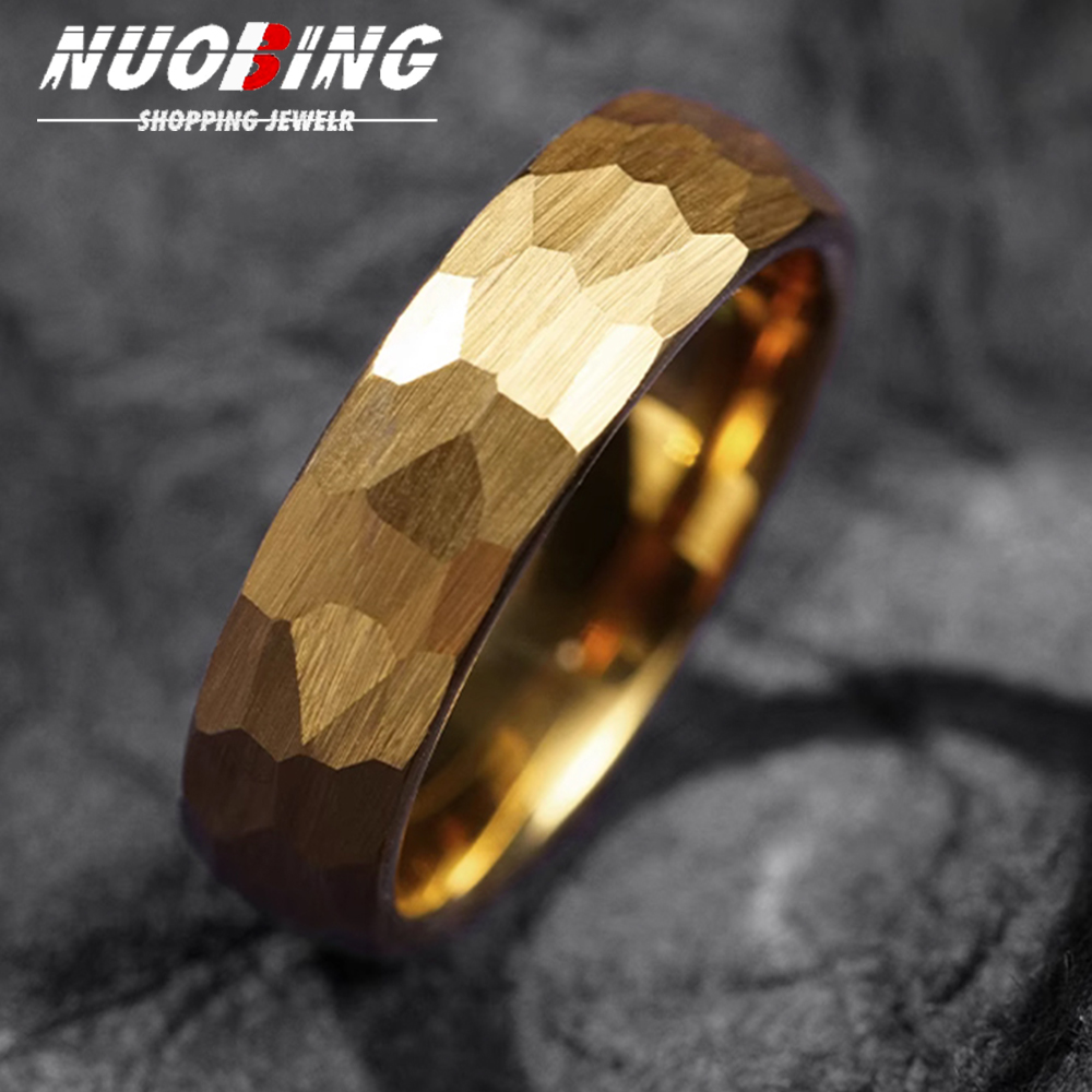 Titanium Steel Ring - Anéis de titânio multifacetados martelados para