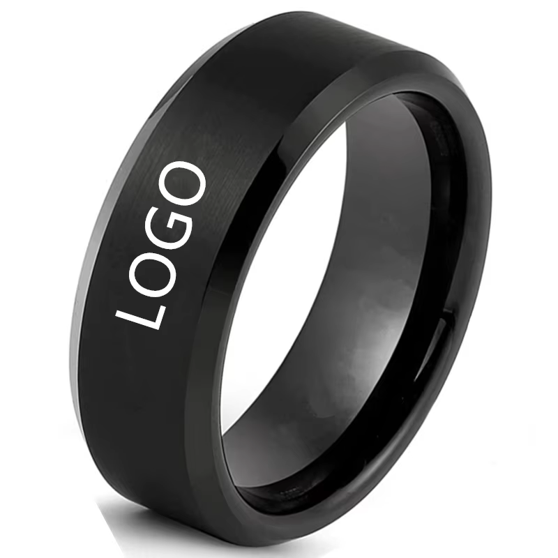 Titanium Steel Ring - Anel masculino com padrão de logotipo