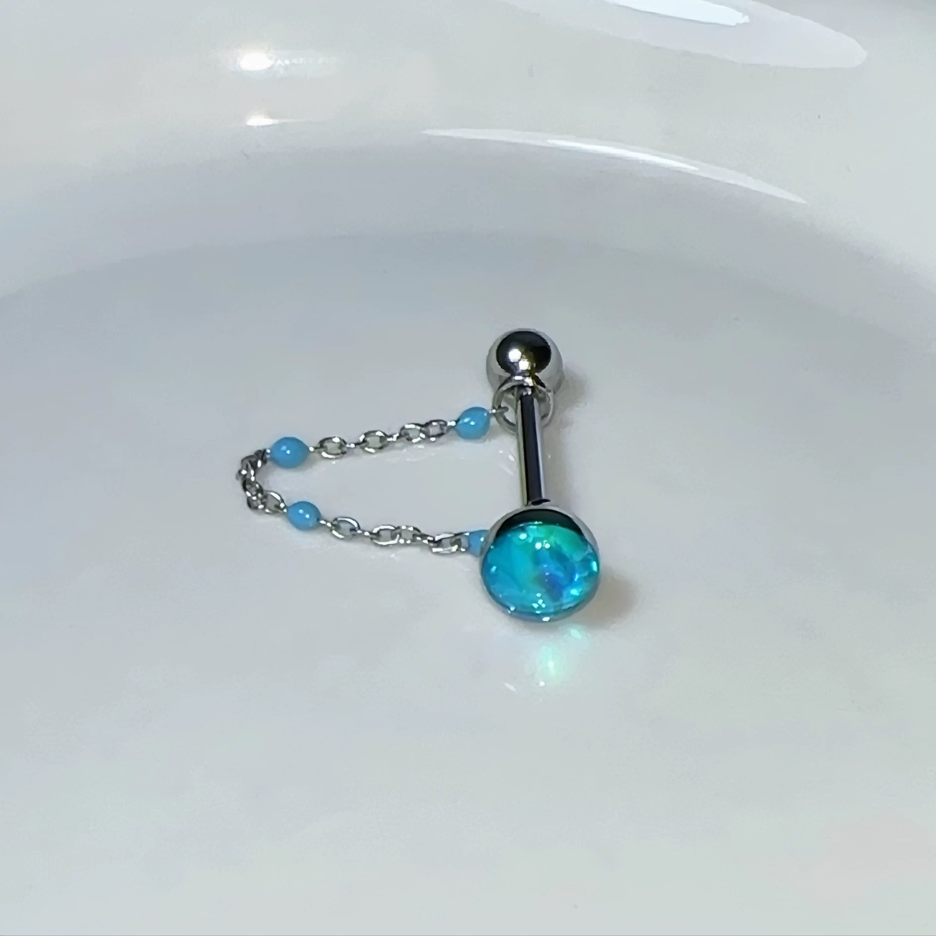 1 Peça Piercing de Língua de A - Titanium Steel Ring avaliação e preço