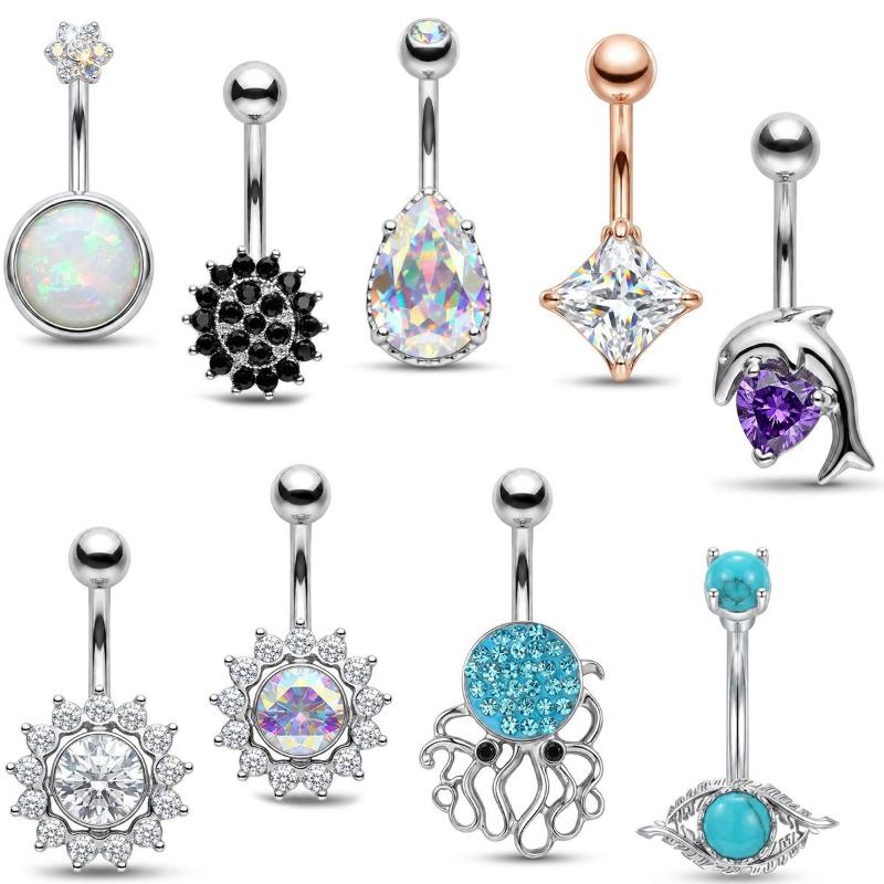 1 Peça Piercing de Umbigo com  - Titanium Steel Ring avaliação e preço