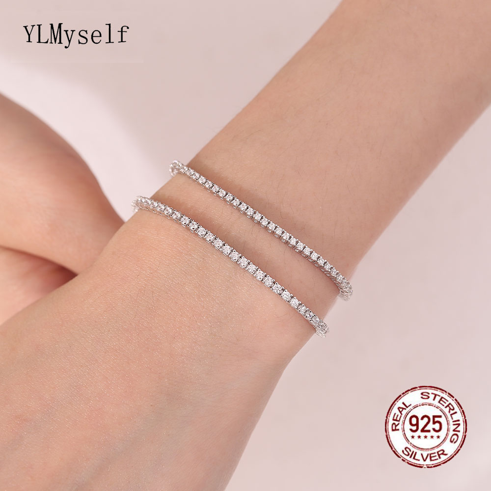 Prata real 1.75mm/1.5mm branco - Tennis Bracelet Cubic avaliação e preço
