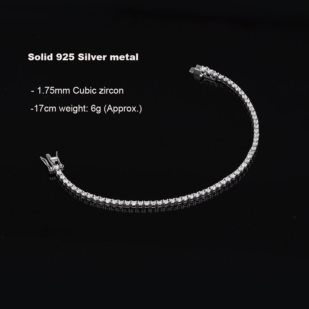 Prata real 1.75mm/1.5mm branco - Tennis Bracelet Cubic avaliação e preço