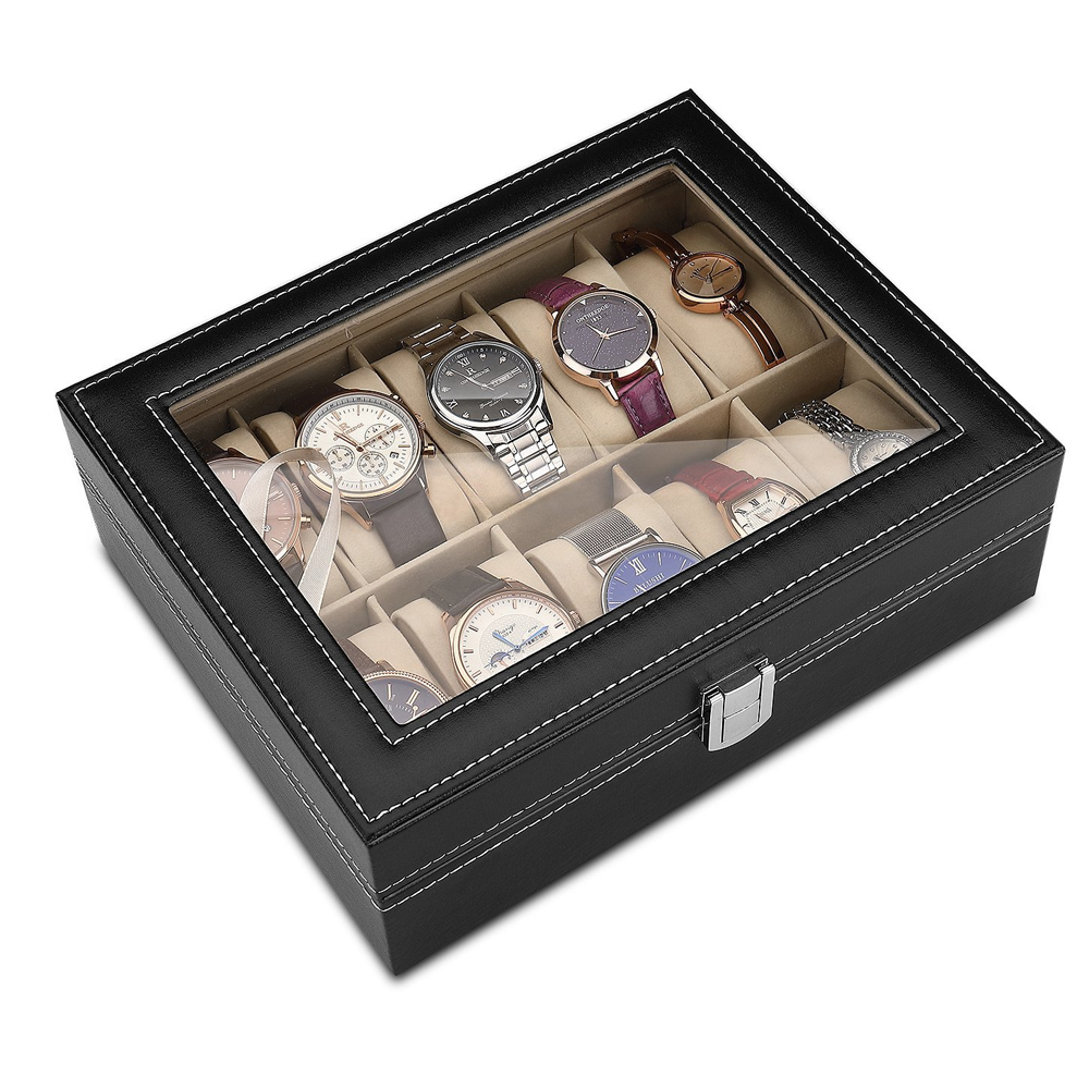 Estojo de couro PU com travess - Best Jewelry Watches Women avaliação e preço