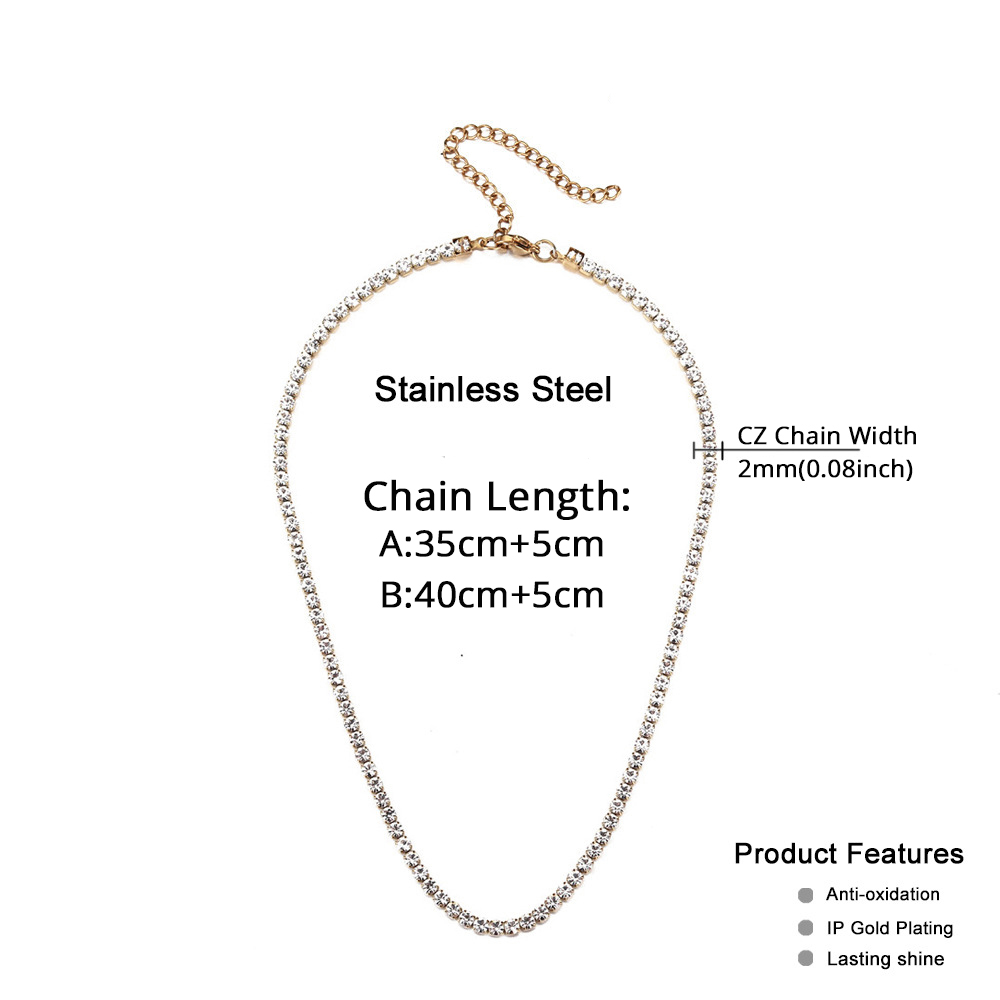 2mm corrente de tênis colares  - Tennis Bracelet Cubic avaliação e preço