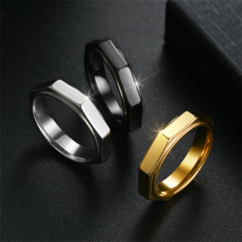 5mm moda hexágono titânio aço  - Titanium Steel Ring avaliação e preço