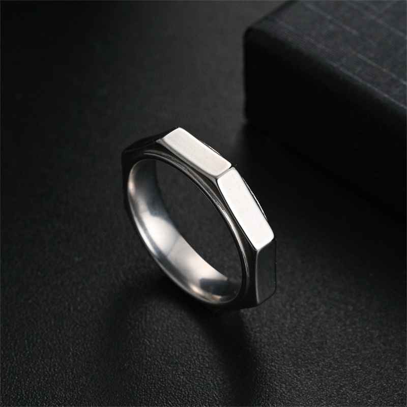 5mm moda hexágono titânio aço  - Titanium Steel Ring avaliação e preço